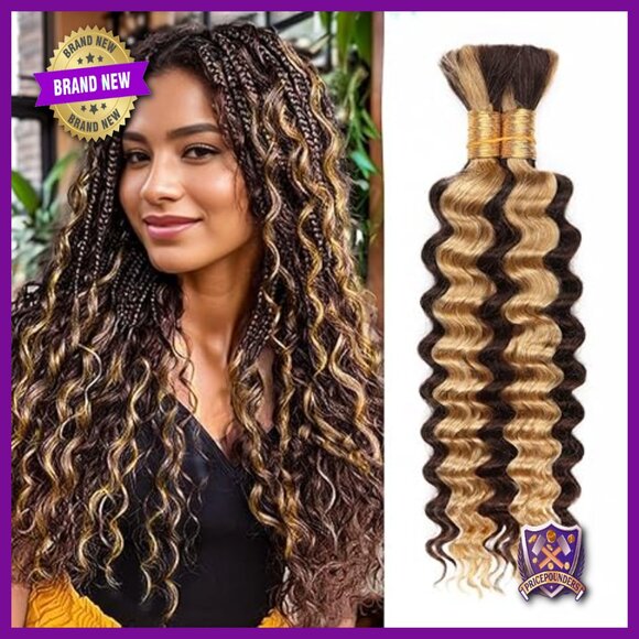 18 Inch Deep Wave Human Hair Extensions for Boho Braids 100g